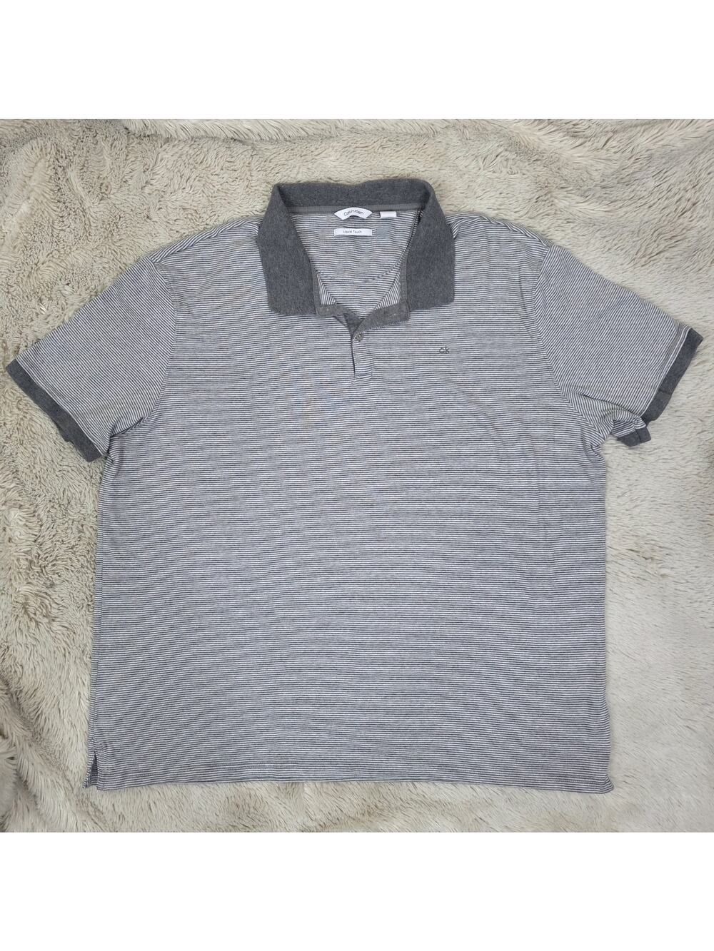 Calvin Klein Polo Gray Shirt Mens XXL Short Sleeve Liquid Touch Collared 2XL